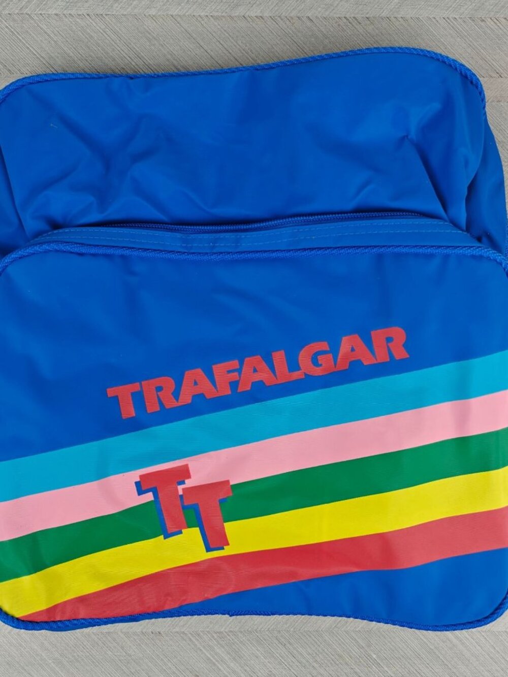 Vintage Trafalgar Shoulder Bag 80's Rainbow Blue Travel School Computer - Picture 10 of 10